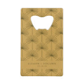 Palm Leaf Botanical Mustard Yellow Custom Wedding Creditkaart Flessenopener (Voorkant)