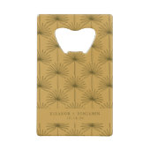 Palm Leaf Botanical Mustard Yellow Custom Wedding Creditkaart Flessenopener (Achterkant)