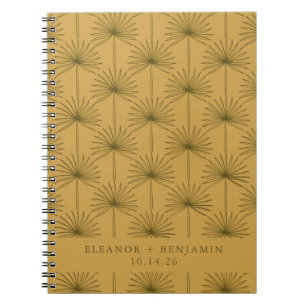 Palm Leaf Botanical Mustard Yellow Custom Wedding Notitieboek