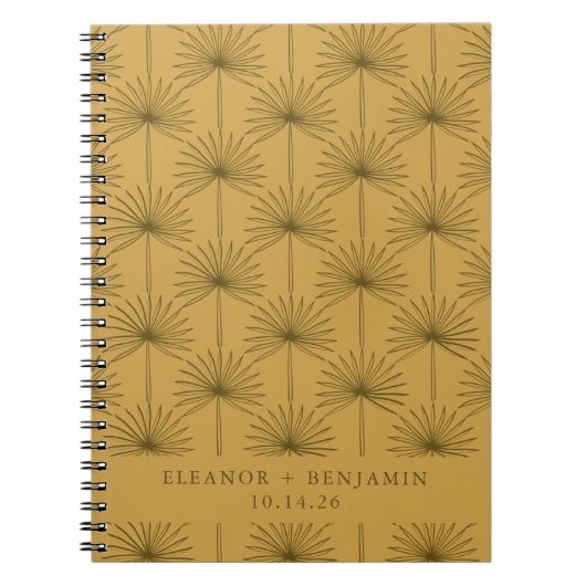 Palm Leaf Botanical Mustard Yellow Custom Wedding Notitieboek (Voorkant)