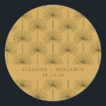 Palm Leaf Botanical Mustard Yellow Custom Wedding Ronde Sticker<br><div class="desc">Boho Fan Palm Leaf Botanical Line Tekening in Mustard Yellow Custom Wedding Classic Round Sticker</div>
