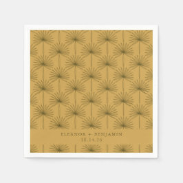 Palm Leaf Botanical Mustard Yellow Custom Wedding Servet