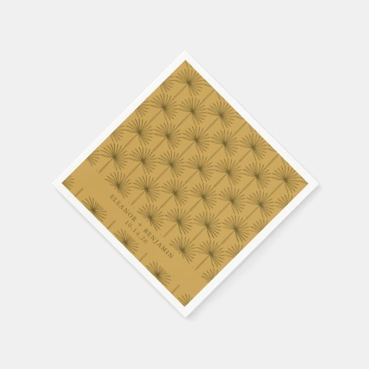 Palm Leaf Botanical Mustard Yellow Custom Wedding Servet (Hoek)