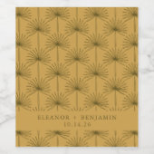 Palm Leaf Botanical Mustard Yellow Custom Wedding Wijn Etiket (Enkel label)