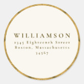 Palm Leaf Botanical Yellow Weduwingadres Ronde Sticker (Voorkant)