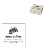 Palm Leaf & Brush Calligraphy Name Return Address Rubberstempel (Gestempeld)
