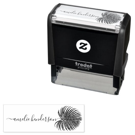 Palm Leaf Elegant Signature Aangepaste naam Zelfinktende Stempel (In situ)