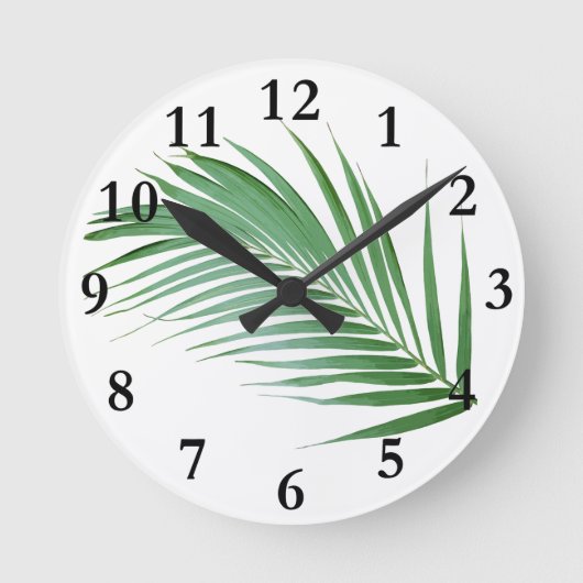 Palm Leaf Frond Botanical Design Clock Ronde Klok (Voorkant)