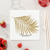 Palm Leaf Gold Glitter Custom Naam Schattige Trend Servet (Insitu)