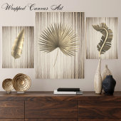 Palm Leaf Goud met Bronzen Achtergrond Canvas Afdruk