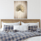 Palm Leaf Goud met Bronzen Achtergrond Canvas Afdruk (Insitu (Slaapkamer))