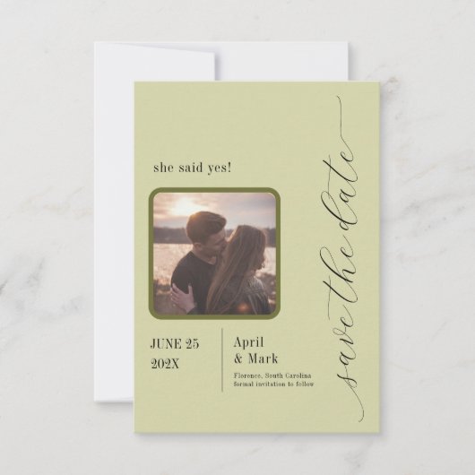Palm Leaf Greenery Modern Save the Date (Voorkant)