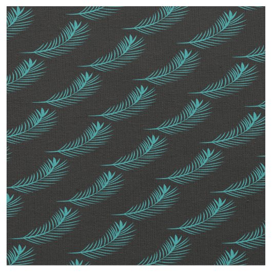 Palm Leaf Greenery Oerwoud Pattern Black Stof (Close Up)