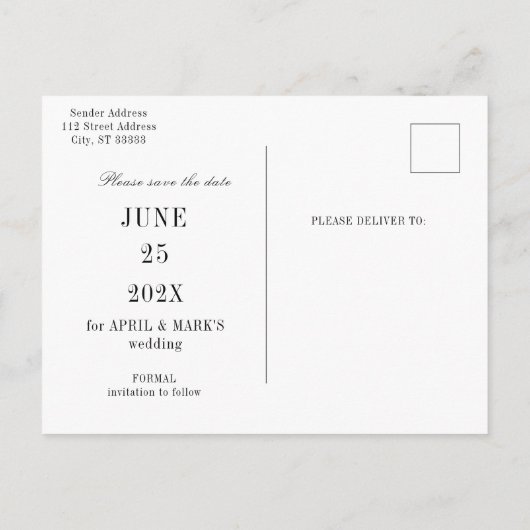 Palm Leaf Greenery Save the Date Briefkaart (Achterkant)