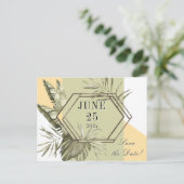 Palm Leaf Greenery Save the Date Briefkaart (Staand voorkant)