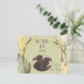 Palm Leaf Greenery Save the Date Briefkaart (Staand voorkant)