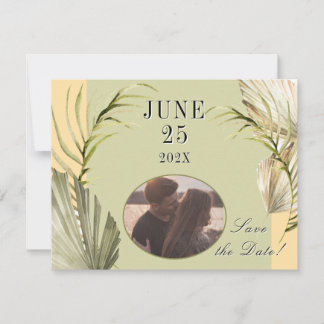 Palm Leaf Greenery Save the Date Briefkaart