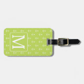 Palm Leaf Groen en Witte Ankers Monogram Bagagelabel (Voorkant horizontaal)
