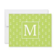 Palm Leaf Groen en Witte Ankers Monogram