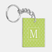 Palm Leaf Groen en Witte Ankers Monogram Sleutelhanger (Voorkant Links)