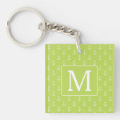 Palm Leaf Groen en Witte Ankers Monogram Sleutelhanger (Voorkant)