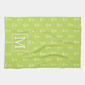 Palm Leaf Groen en Witte Ankers Monogram Theedoek (Horizontaal)