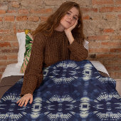 Palm Leaf in Delft Blue Fleece Deken
