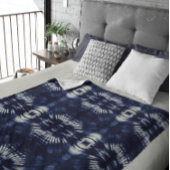 Palm Leaf in Delft Blue Fleece Deken