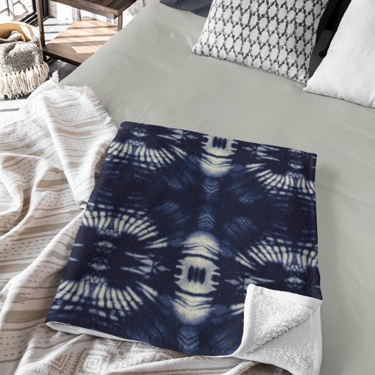 Palm Leaf in Delft Blue Fleece Deken