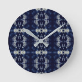 Palm Leaf in Delft Blue Ronde Klok (Voorkant)