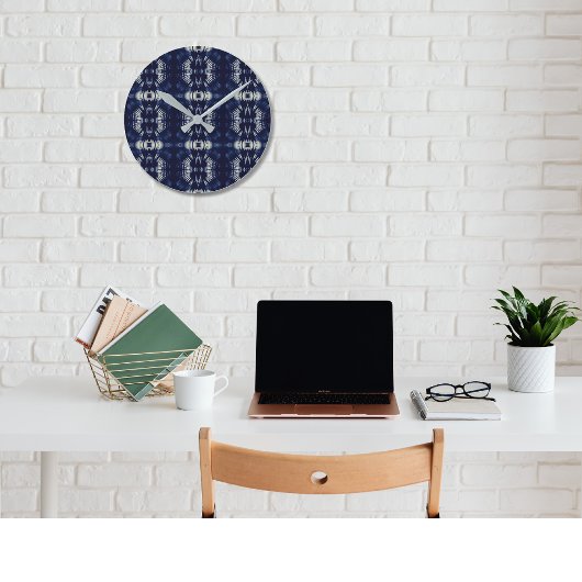 Palm Leaf in Delft Blue Ronde Klok