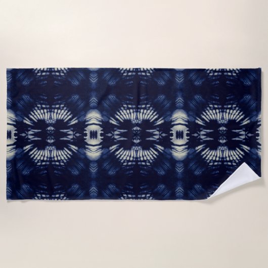 Palm Leaf in Delft Blue Strandlaken (Voorkant)