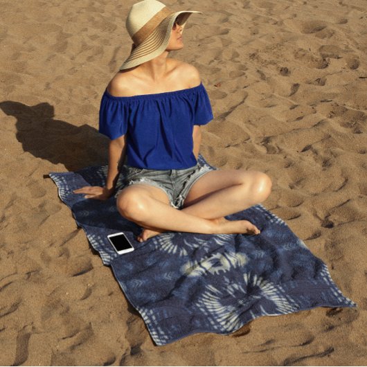 Palm Leaf in Delft Blue Strandlaken