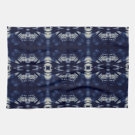 Palm Leaf in Delft Blue Theedoek (Horizontaal)