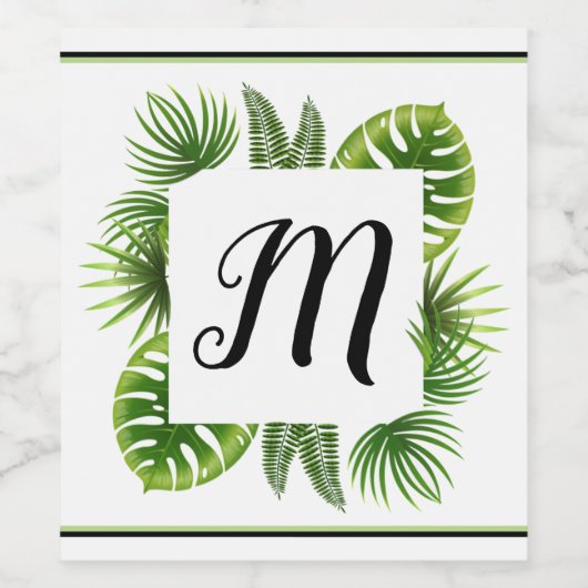 Palm Leaf Initiaal Wijnflesje Etiket (Enkel label)
