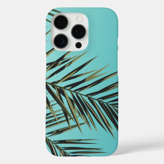 Palm Leaf iPhone Case – Minimale Tropische Blauwe  (Achterkant)