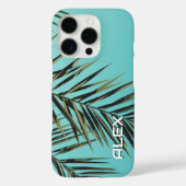 Palm Leaf iPhone Case – Minimale Tropische Blauwe  (Achterkant)