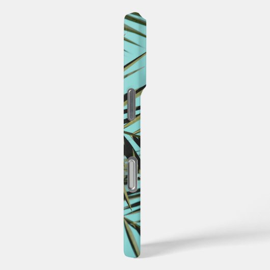 Palm Leaf iPhone Case – Minimale Tropische Blauwe  (Achterkant / Rechts)