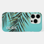 Palm Leaf iPhone Case – Minimale Tropische Blauwe (Achterkant (horizontaal))