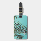 Palm Leaf iPhone Case – Minimale Tropische Blauwe Bagagelabel (Voorkant verticaal)