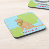 Palm Leaf Island Golden Dog Hard plastic onderzett Bier Onderzetter (Linkerzijde)