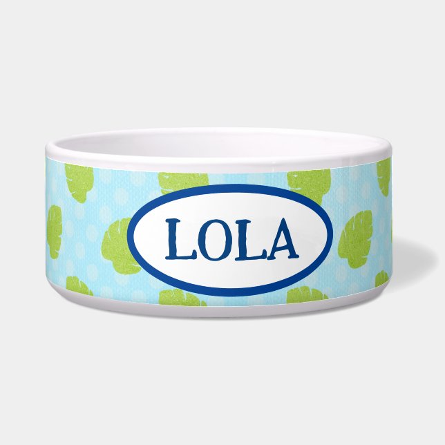 Palm Leaf Island Keramische Pet Bowl Voerbakje (Voorkant)