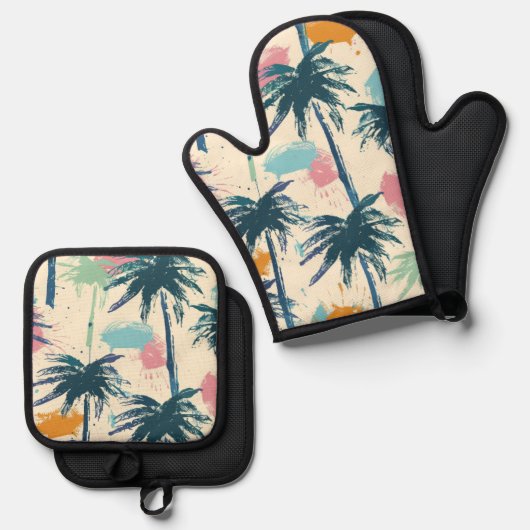 Palm Leaf Keukenset Ovenwant & Pannenlap Set (Voorkant / Achterkant)