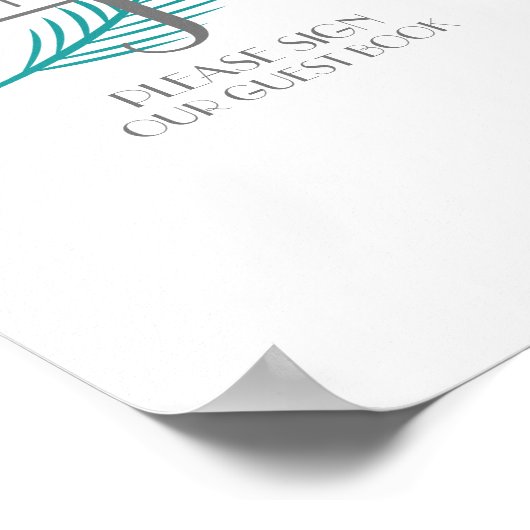 Palm Leaf Logo Tropical Wedding Guest Book Sign Poster (Hoek)