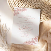 Palm Leaf Modern Roos Gold White Wedding Kaart
