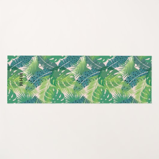 Palm Leaf Patroon aangepaste monogram yoga mat (Voorkant (horizontaal))