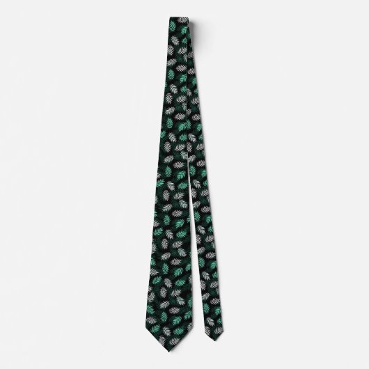 Palm Leaf Pattern Donk Green Stropdas (Voorkant)