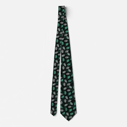 Palm Leaf Pattern Donk Green Stropdas (Achterkant)
