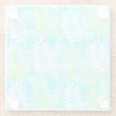 Palm Leaf Pattern on Caribbean Blue Tropical Glazen Onderzetter (Achterkant)