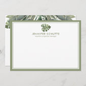 Palm Leaf Personalized Realty Agent Stationery Notitiekaartje (Voorkant / Achterkant)